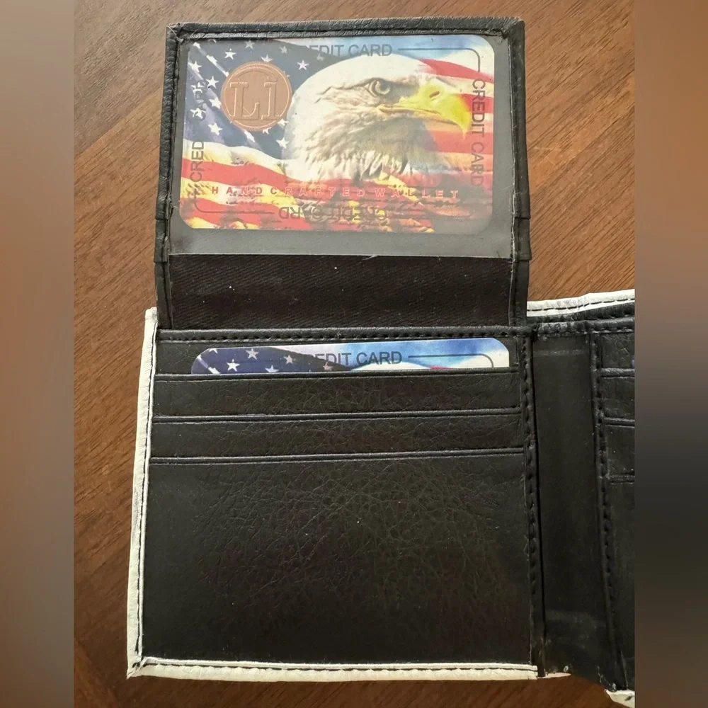 American Flag Eagle Vegan Leather Bifold Wallet NIB